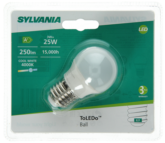 Sylvania 1045303 - toledo ball fr 250lm 840 e27 bl | 6 stuks