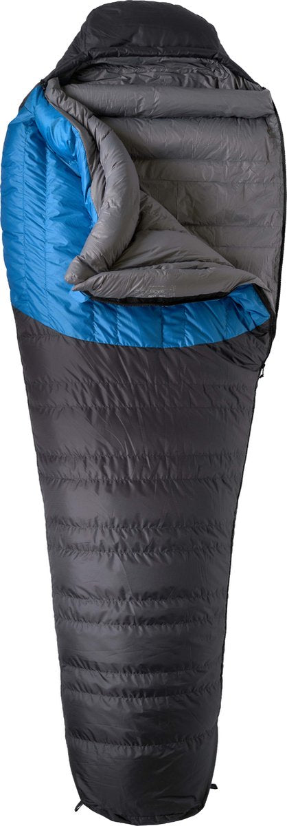 Lowland outdoor donzen slaapzak - glacier expedition - 1690 gr - 230 x 80 cm -20°c - blue - rits links