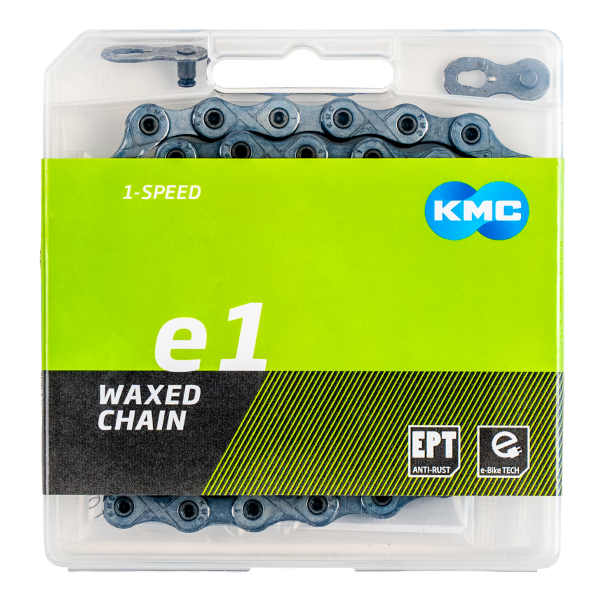 Load image into Gallery viewer, Kmc ketting e1 ept 130l single speed waxed zilver
