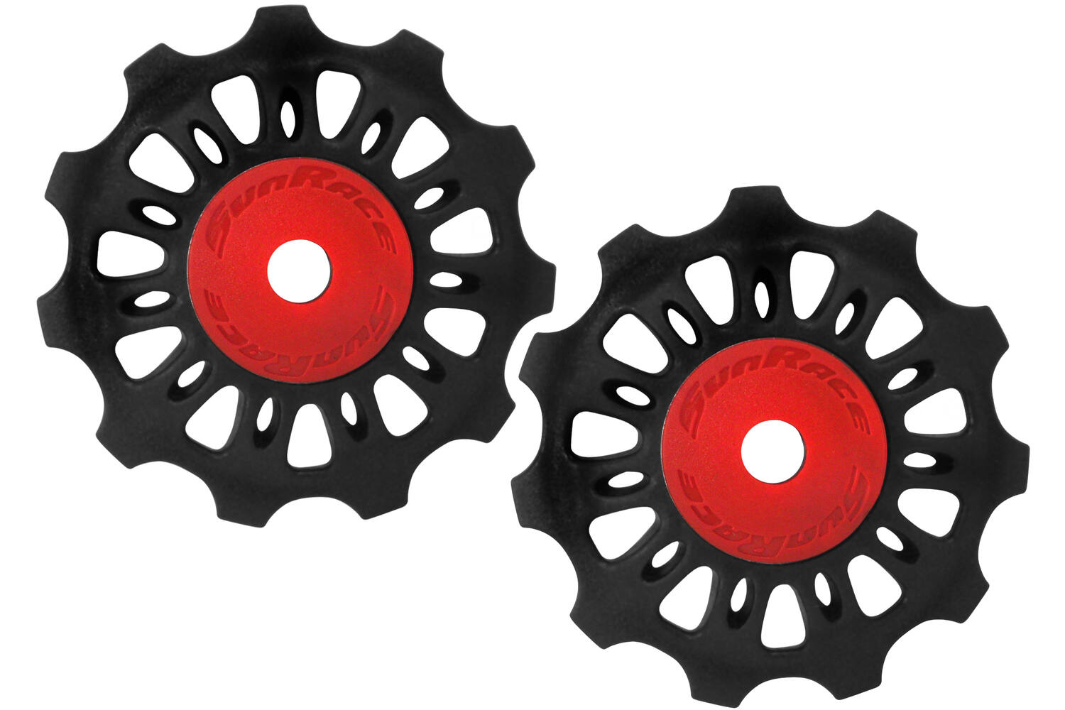 derailleur wheels SP856 11 teeth 2 pieces black/red