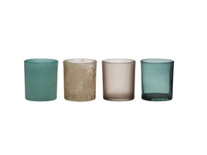 Hakbijl glass theelichthouderset 4-delig ø8xh9cm blauw grijs