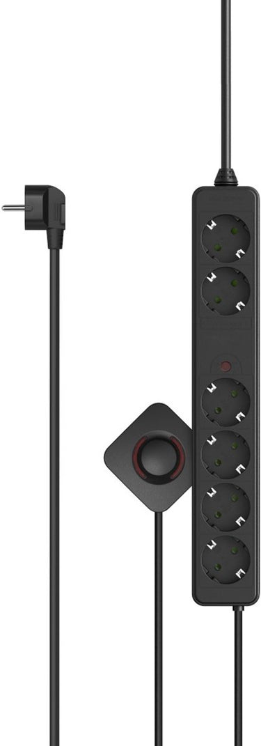 Hama stekkerdoos - 6-voudig - 3m kabel - met voetschakelaar - zwart