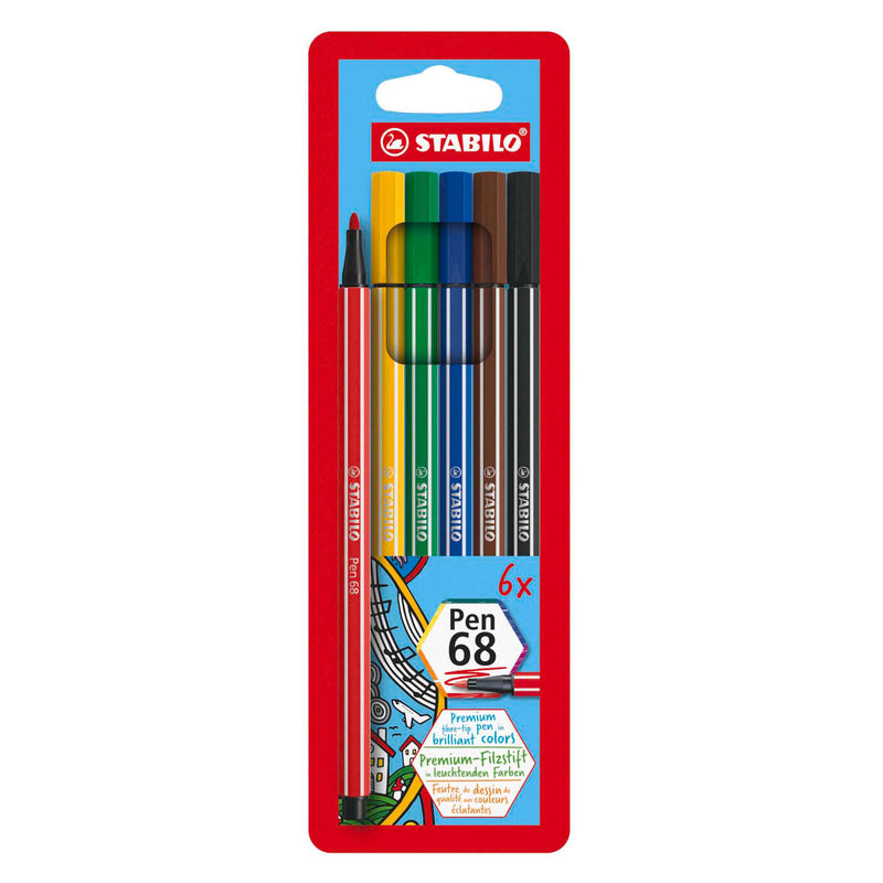 Load image into Gallery viewer, Stabilo viltstift pen 68 kleurenassortiment 6 stuks
