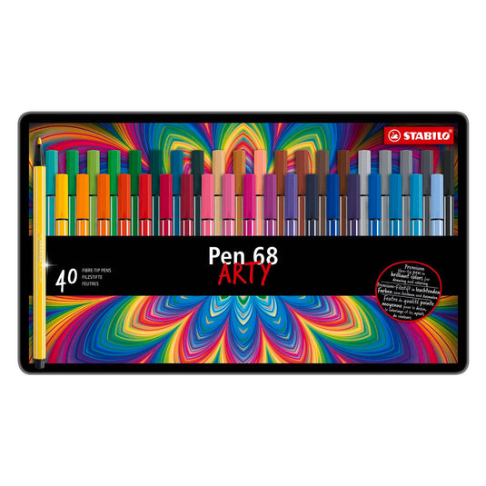 Stabilo pen 68 - viltstift - metalen doos met 40 stuks