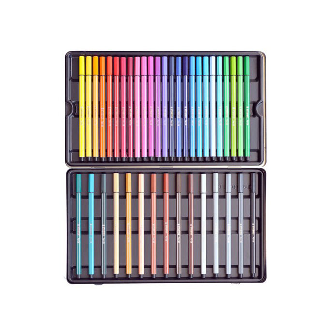 Load image into Gallery viewer, Stabilo pen 68 - viltstift - metalen doos met 40 stuks
