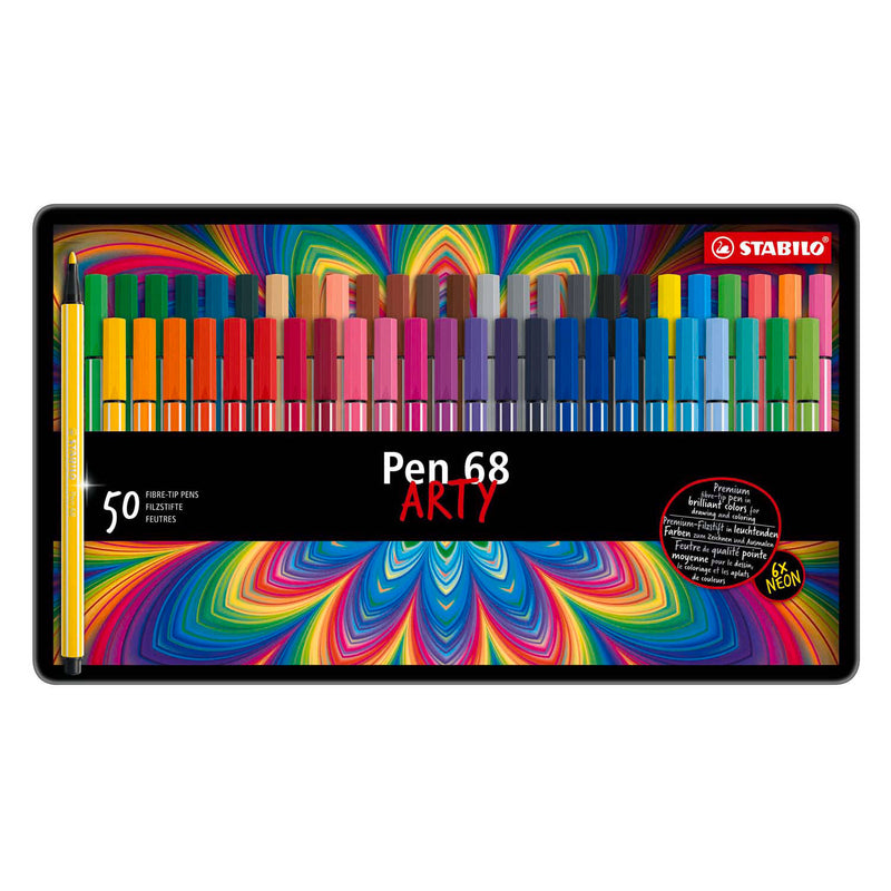 Load image into Gallery viewer, Stabilo pen 68 - viltstift - metalen doos met 50 stuks
