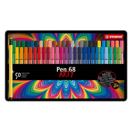 Stabilo pen 68 - viltstift - metalen doos met 50 stuks