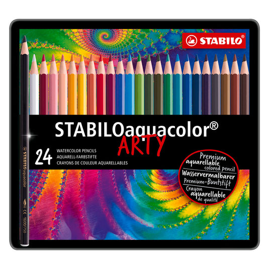 Stabilo aquacolor - aquarel kleurpotlood - metalen set 24 st.
