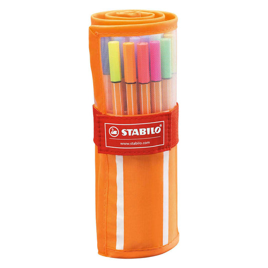 Stabilo point 88 - fineliner 0,4 mm - rollerset - 30 stuks etui - met 25 standaard + 5 neon kleuren
