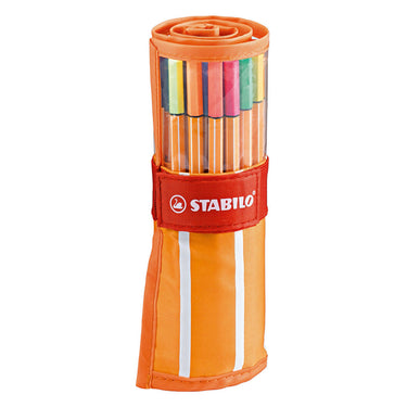 Stabilo point 88 - fineliner 0,4 mm - rollerset - 30 stuks etui - met 25 standaard + 5 neon kleuren