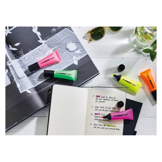 Stabilo neon - markeerstift - set met 4 stuks