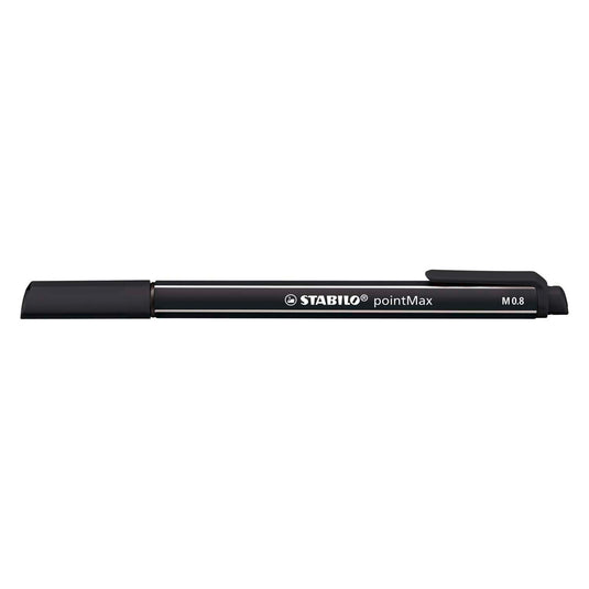 Stabilo pointmax - hardtip fineliner 0,8 mm - met nylon tip - zwart - per stuk