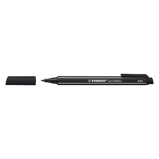 Stabilo pointmax - hardtip fineliner 0,8 mm - met nylon tip - zwart - per stuk