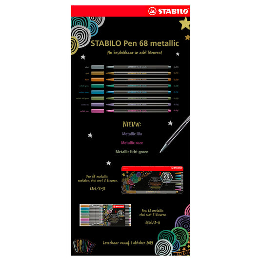 Stabilo viltstift pen 68 metallic etui a 8 stuks