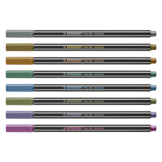 Stabilo viltstift pen 68 metallic etui a 8 stuks
