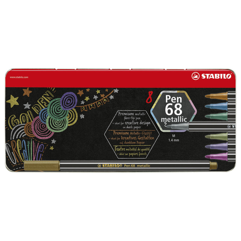 Load image into Gallery viewer, Stabilo pen 68 metallic - viltstift - metalen set met 8 stuks
