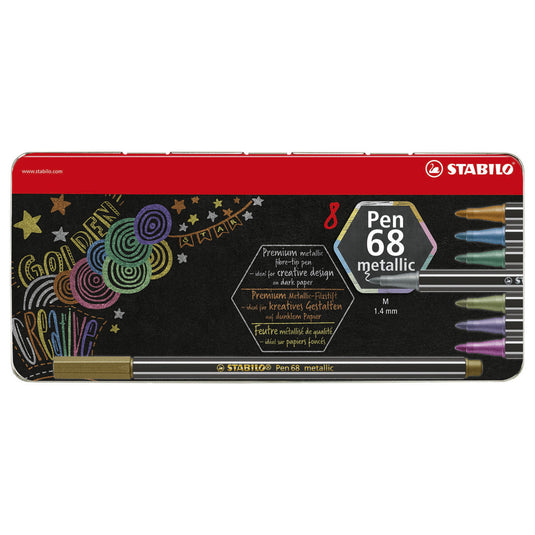 Stabilo pen 68 metallic - viltstift - metalen set met 8 stuks