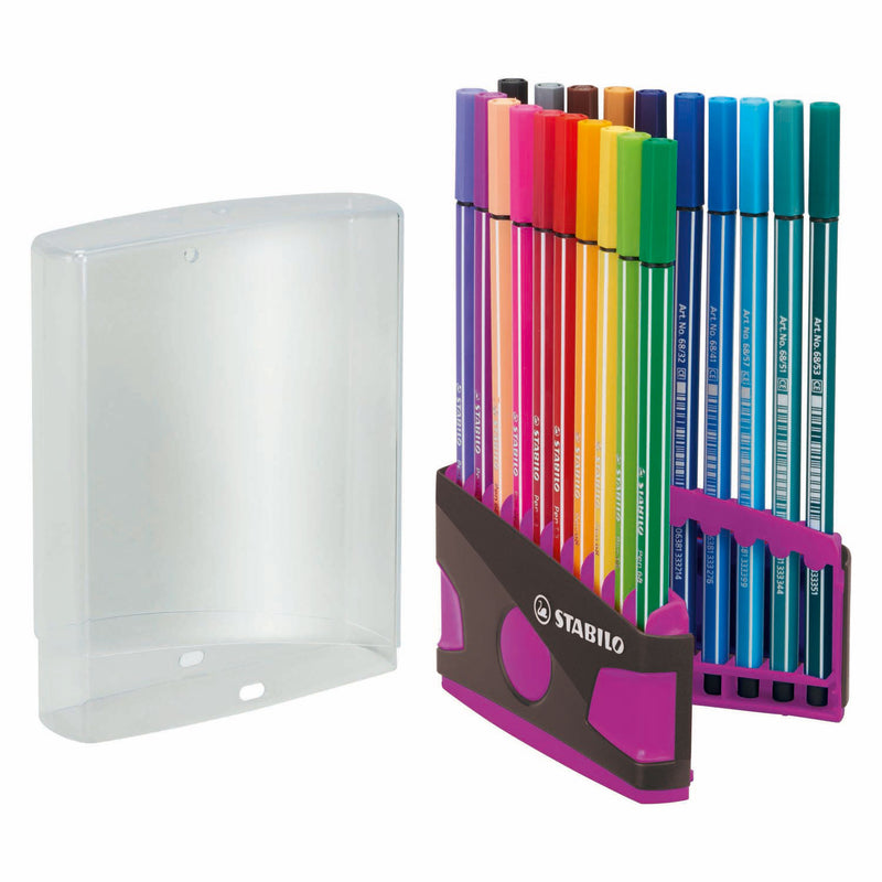 Load image into Gallery viewer, Stabilo pen 68 in 20 kleuren antraciet roze
