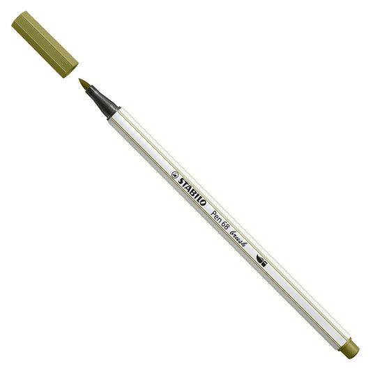 Stabilo pen 68 brush - viltstift - modder groen (37)