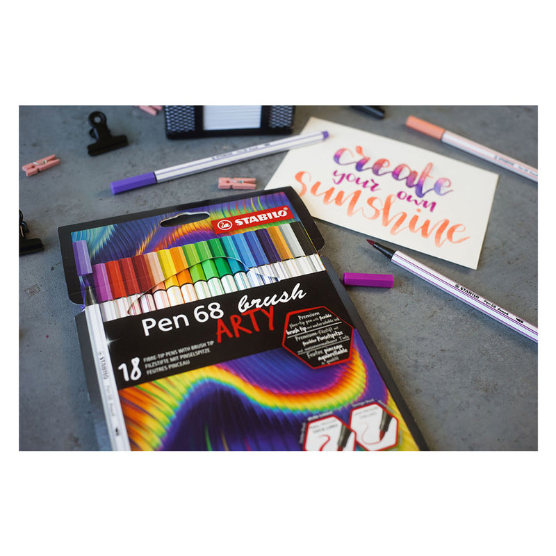 Load image into Gallery viewer, Stabilo pen 68 brush - viltstift - arty - set met 18 stuks
