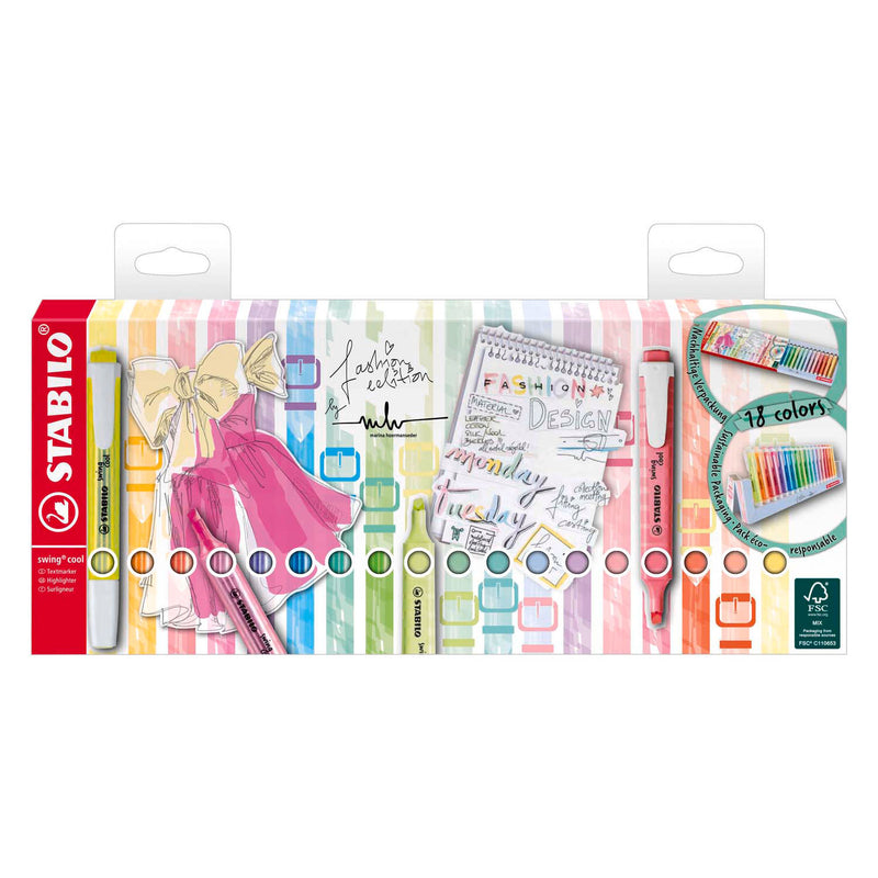 Load image into Gallery viewer, Stabilo swing cool - markeerstift - perfect voor onderweg - standaard pastel - deskset met 18 kleuren
