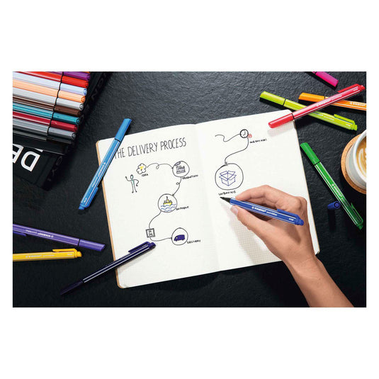 Stabilo pointmax - hardtip fineliner 0,8 mm - nylon punt - etui met 15 kleuren