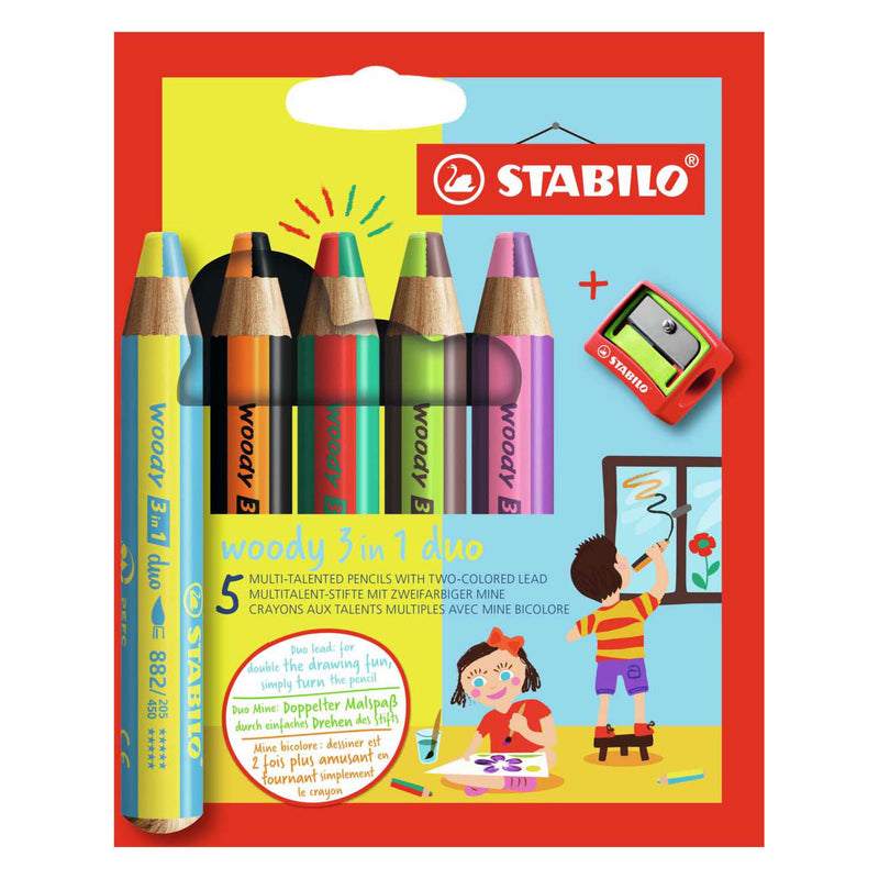 Load image into Gallery viewer, Stabilo woody 3 in 1 duo - multitalent kleurpotlood - set 5 st. + puntenslijper
