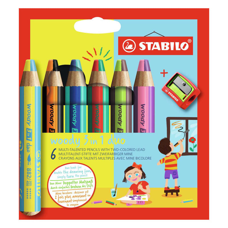Load image into Gallery viewer, Stabilo woody 3 in 1 duo - multitalent kleurpotlood - set 6 st. + puntenslijper
