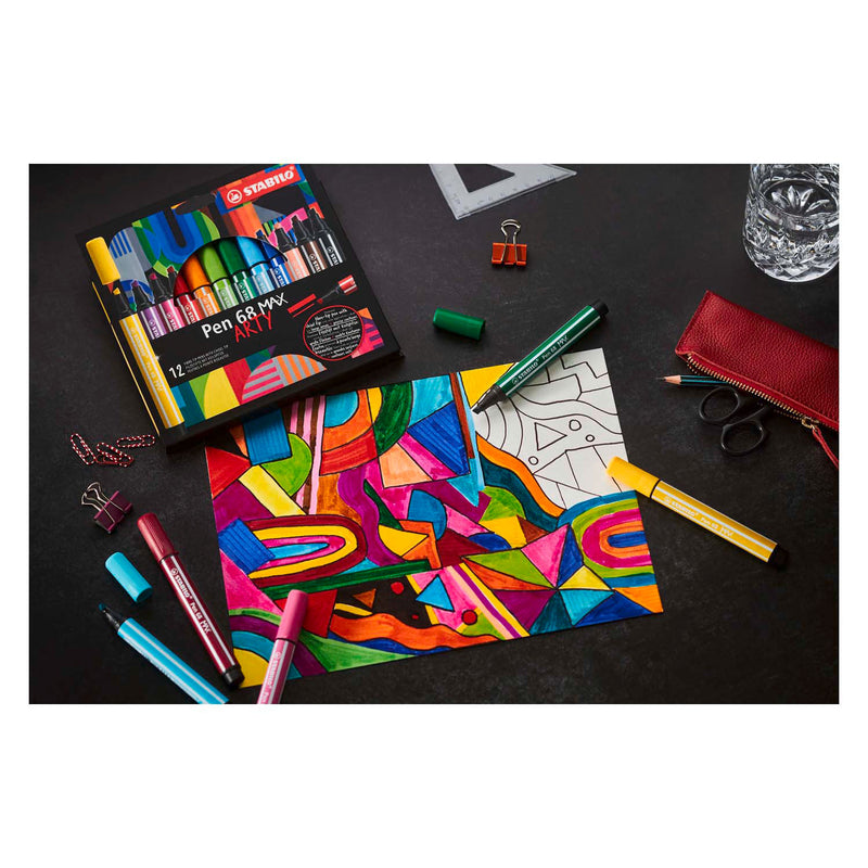 Load image into Gallery viewer, Stabilo pen 68 max arty - viltstift met dikke beitelpunt - set 6 stuks
