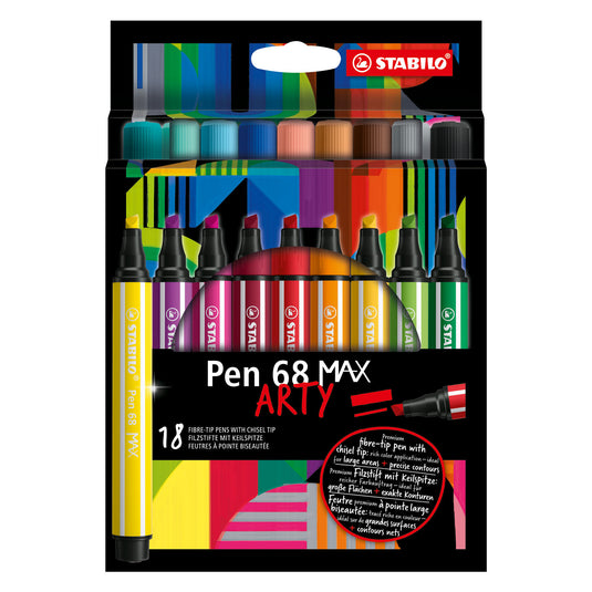 Stabilo pen 68 max arty - viltstift met dikke beitelpunt - set 18 stuks