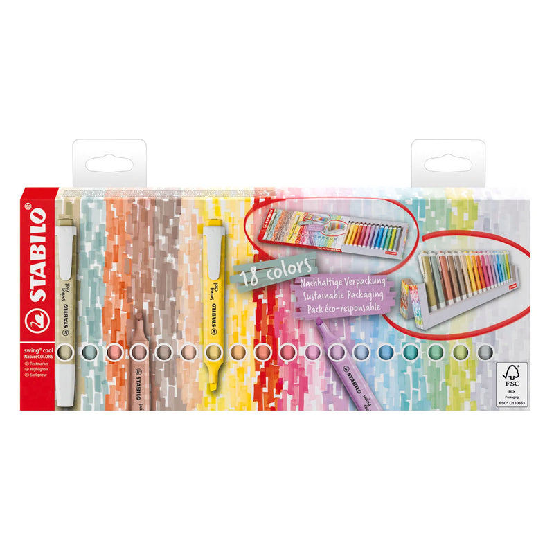 Load image into Gallery viewer, Stabilo swing cool naturecolors bureau set markeerstiften - 18dlg.
