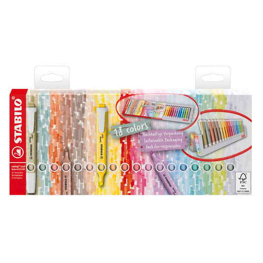 Stabilo swing cool naturecolors bureau set markeerstiften - 18dlg.
