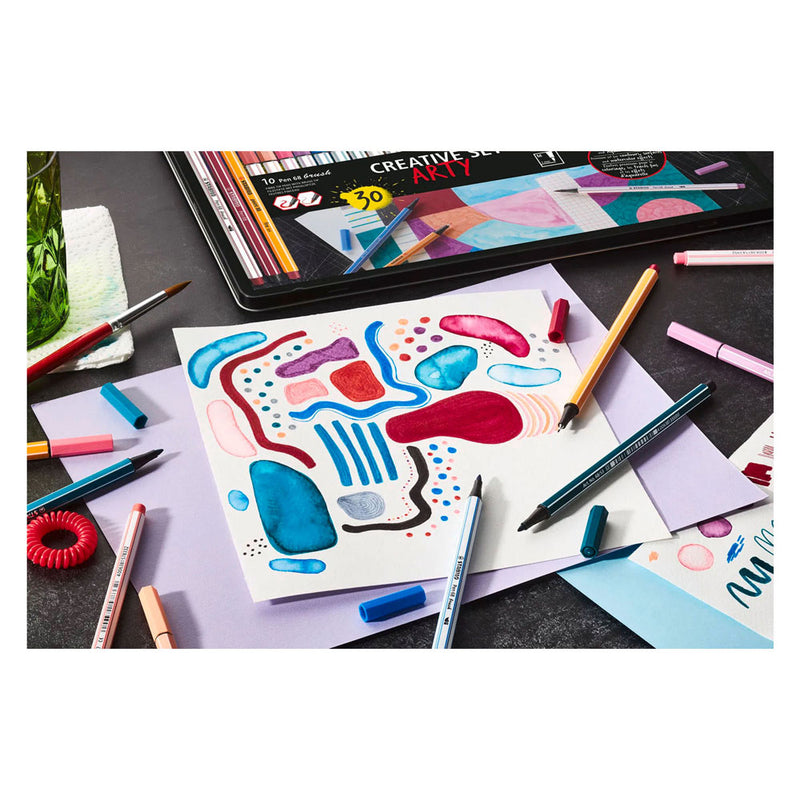 Load image into Gallery viewer, Stabilo arty creative set pen 68 stiften en point 88 fineliners in metalen etui - 30dlg.
