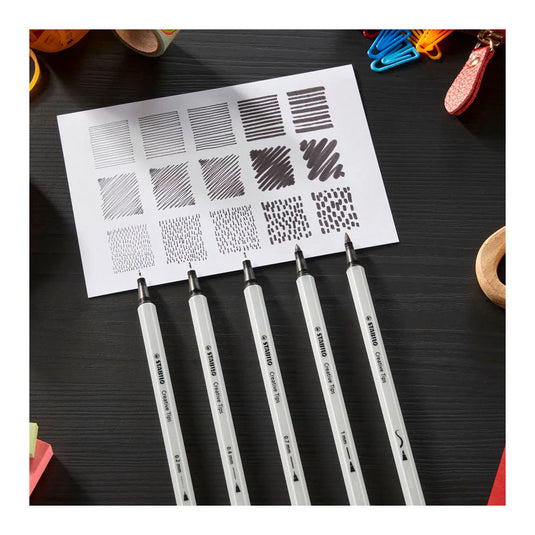 Stabilo creative tips arty pennen zwart - 5dlg