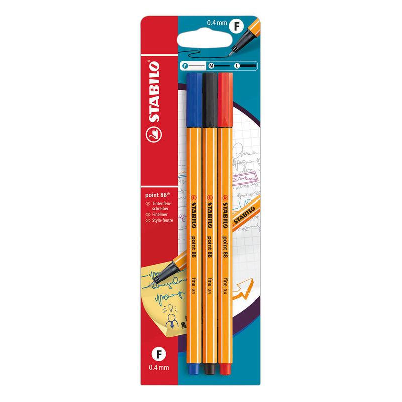 Load image into Gallery viewer, Stabilo point 88 fineliners blauw rood zwart - 3dlg.
