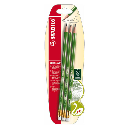 Stabilo greengraph hb grafietpotloden - 3dlg. met gum