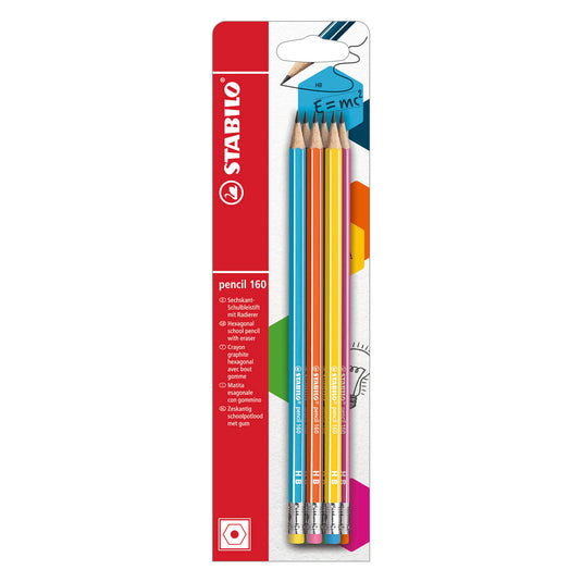 Stabilo pencil 160 hb grafietpotloden met gumtip - 6dlg.