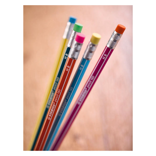 Stabilo pencil 160 hb grafietpotloden met gumtip - 6dlg.