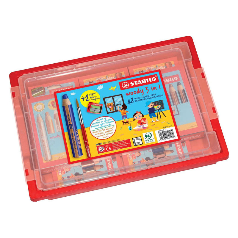 Load image into Gallery viewer, Stabilo woody 3in1 schoolverpakking kleurpotloden - 48dlg. met 2 puntenslijpers

