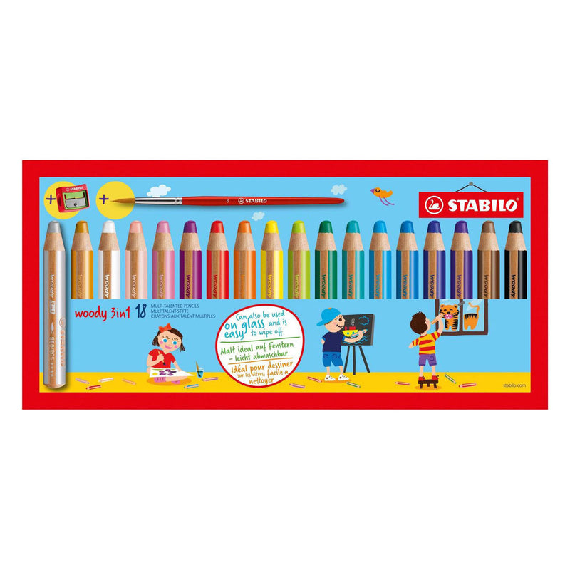 Load image into Gallery viewer, Stabilo woody 3in1 schoolverpakking kleurpotloden - 48dlg. met 2 puntenslijpers
