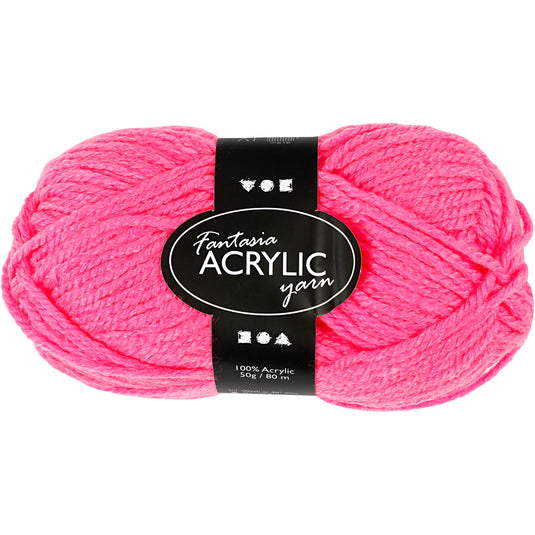 Acrylgaren Neon - Neon Roze, 50gr