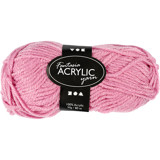Acrylgaren, Roze, 50gr, 80m