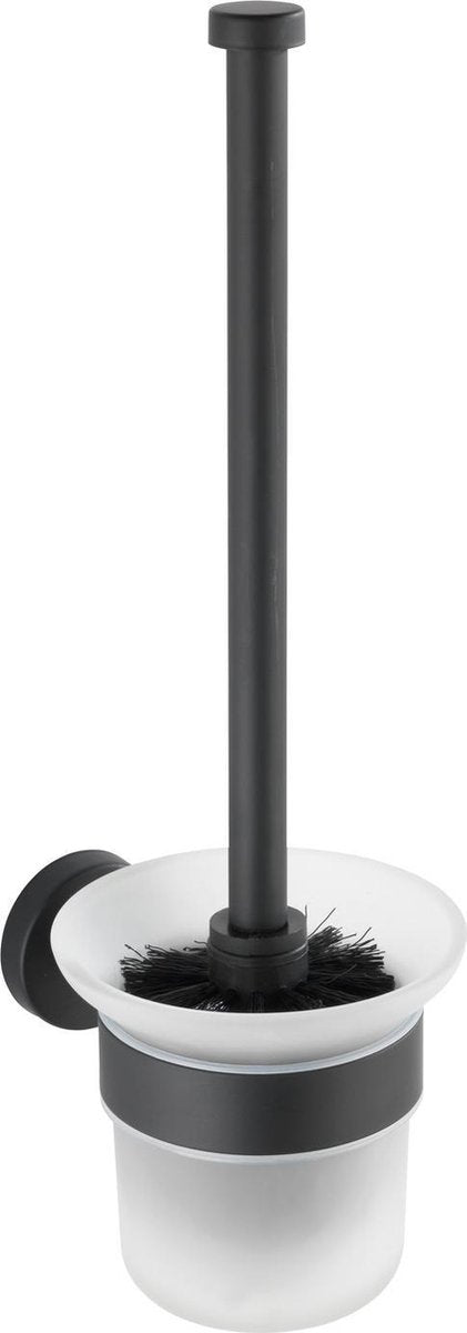 Wenko toiletborstelhouder bosio rvs zwart mat - toiletborstel met houder - wc borstel met houder