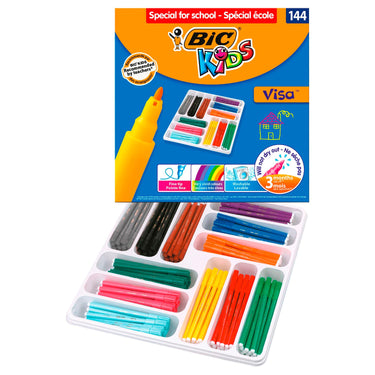 Bic https: www.cchobby.nl -visa-fijne-stift-lijndikte-0-7-mm-diverse-kleuren-12x12-stuk-144-stuk-1-doos