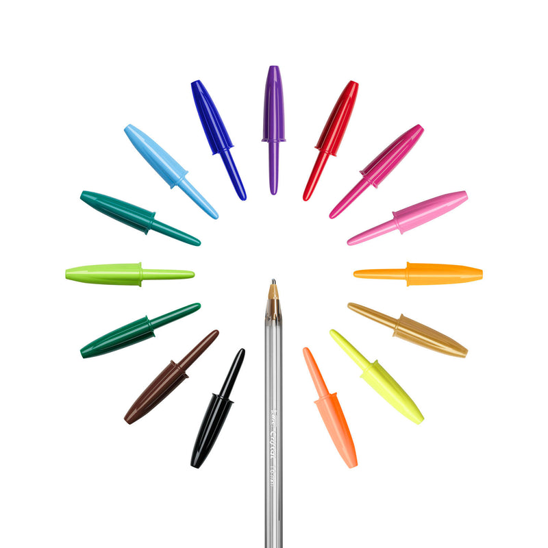 Load image into Gallery viewer, Bic cristal multicolour balpennen brede punt (1.6 mm) - verschillende kleuren - pak van 15 stuks
