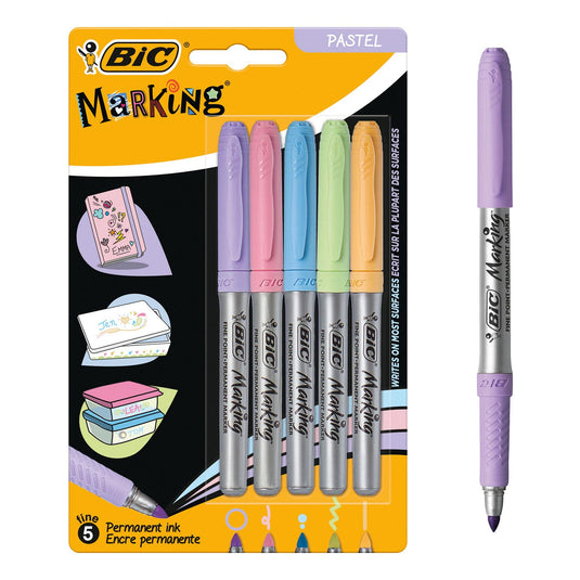 Bic intensity viltstiften permanent pastel, 5st.