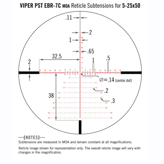 Vortex viper pst gen ii 5-25x50 ffp richtkijker, ebr-7c moa