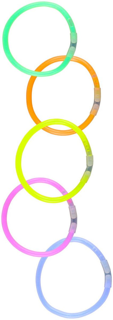 Eddy toys glow in the dark glow armband 5 stuks - glow armband met 5x connectors - glow armband voor donker - glow armband set assorti kleuren
