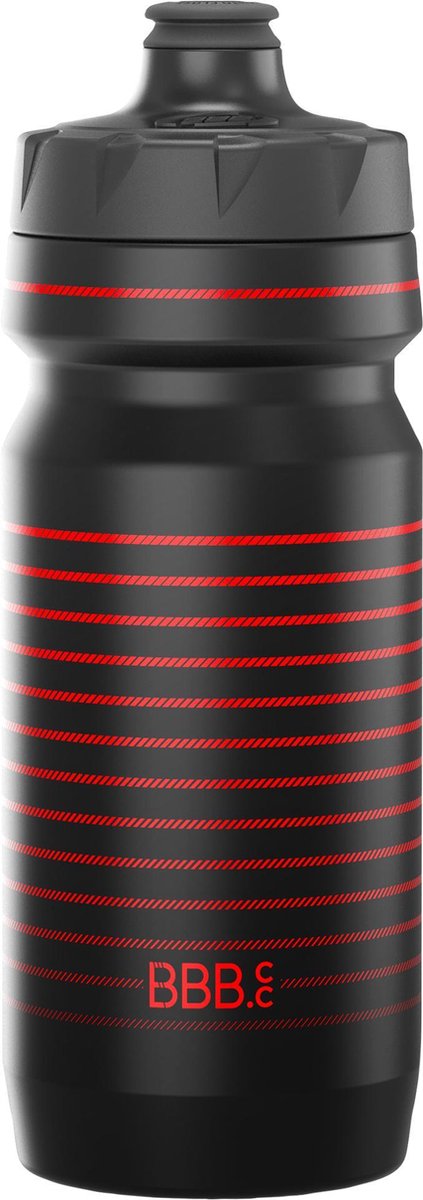 Bbb cycling autotank bidon racefiets - inhoud 550 ml - drinkbus fiets met autoclose ventiel - zwart rood gestreept - bwb-11
