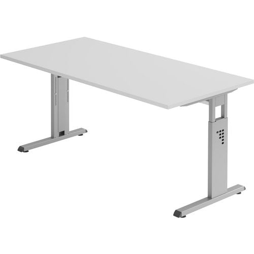 Desk straight lightgrey height adjustable 4-feet 1600x800x680-760mm